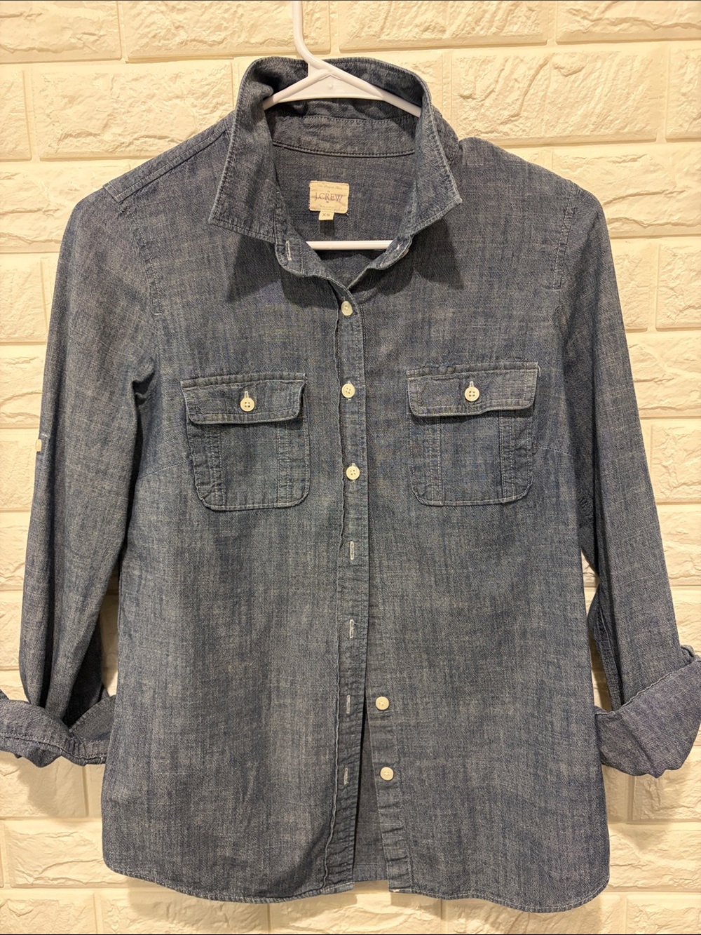 J. Crew Denim Chambray Button-Down Shirt in Light Blue